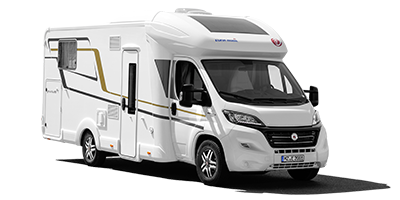 Vue latérale d'un camping-car.