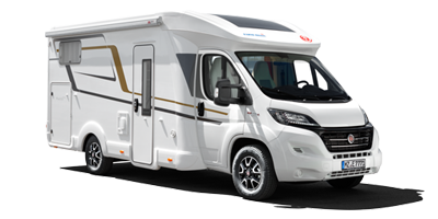 Vue latérale d'un camping-car.