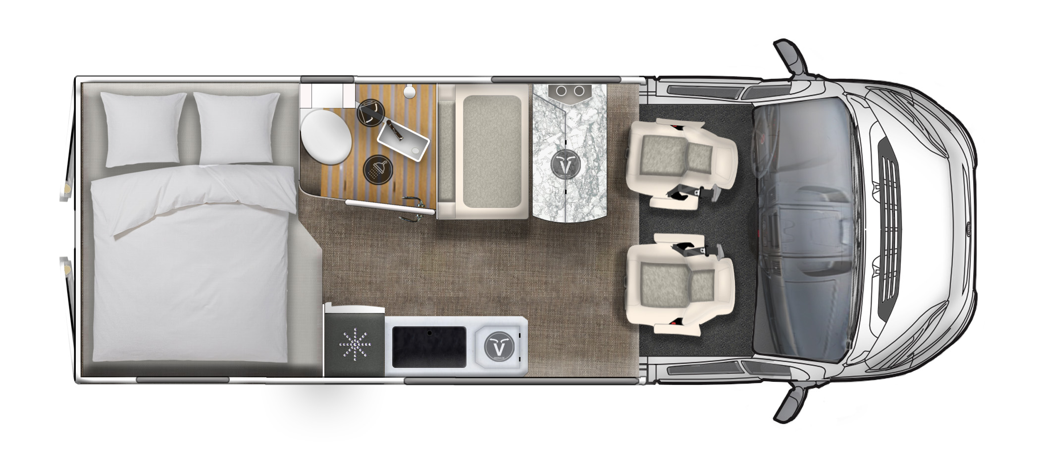 Plan d'un camping-car.