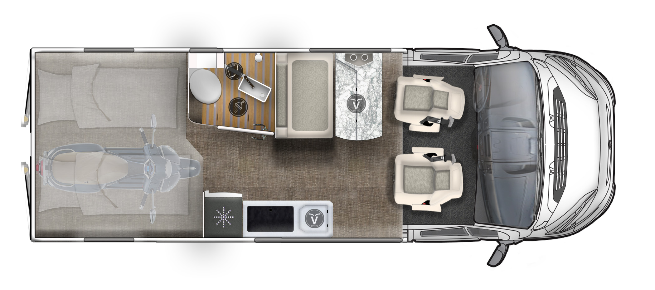 Plan d'un camping-car.