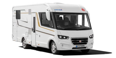 Side view of a motorhome.