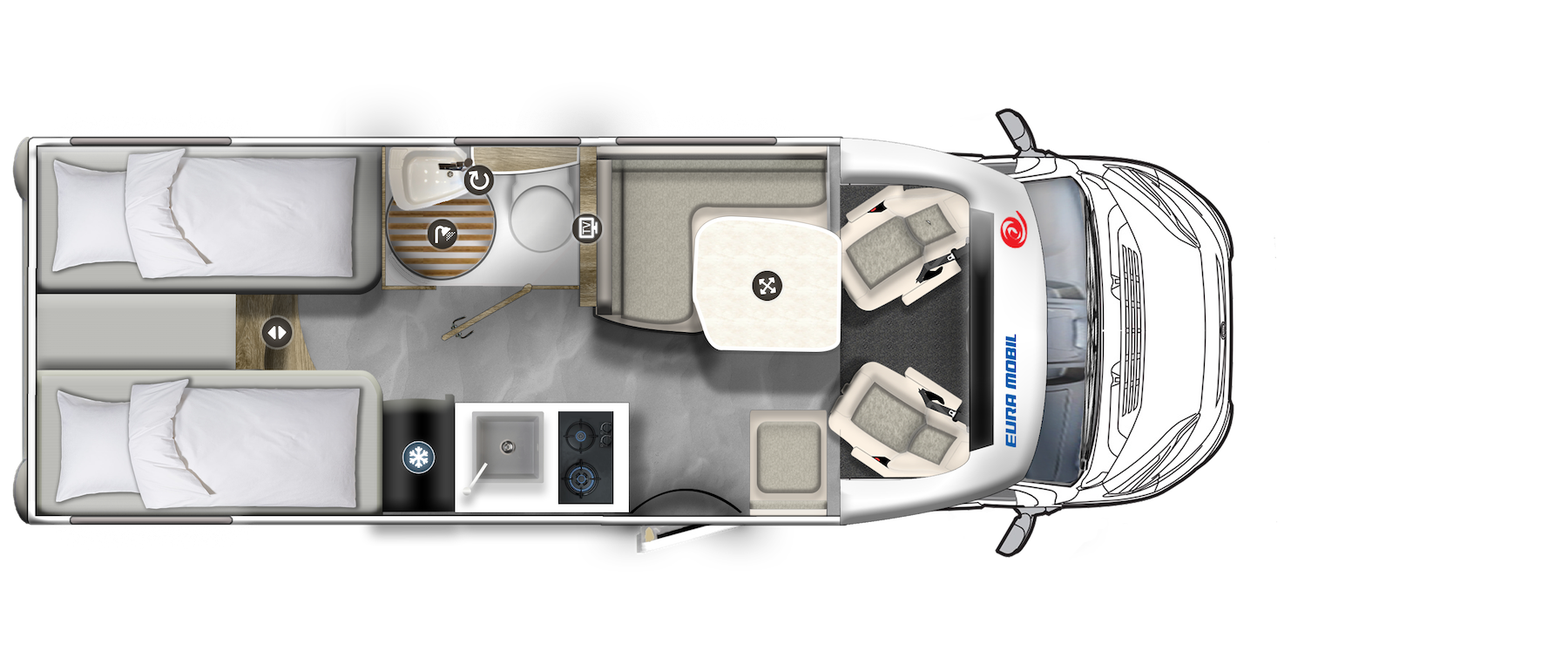 Pianta di un camper.