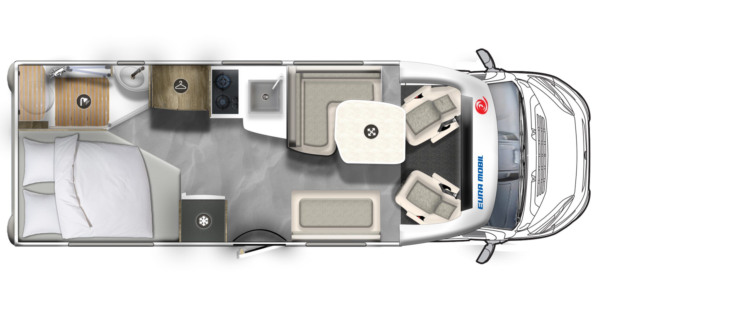Pianta di un camper.