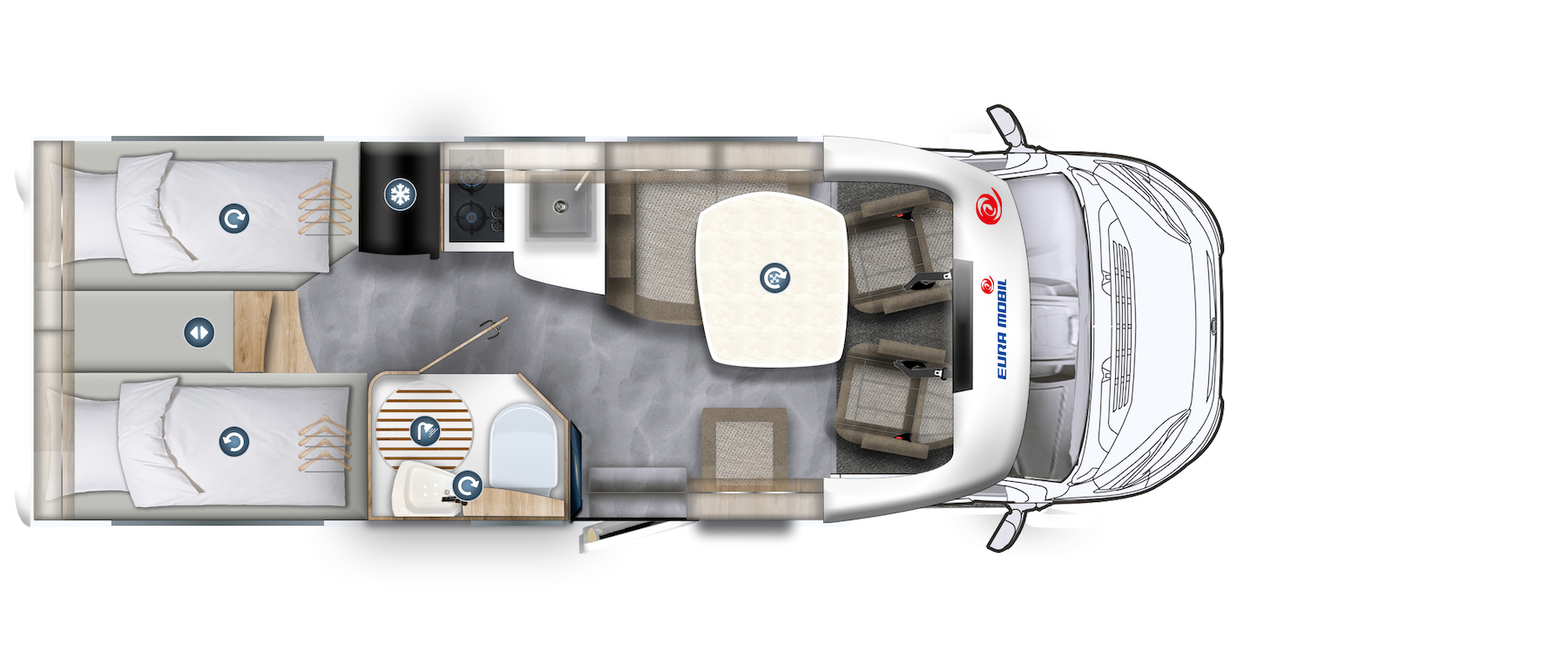 Pianta di un camper.